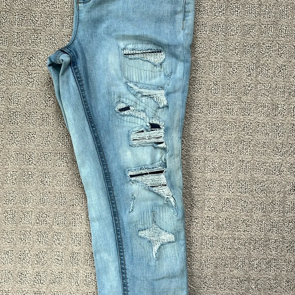 Justice High Rise Denim Jegging Light Blue Distressed Girls 10